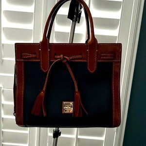DOONEY & BOURKE Alto Leather Drawstring Bow Small Tote Navyd